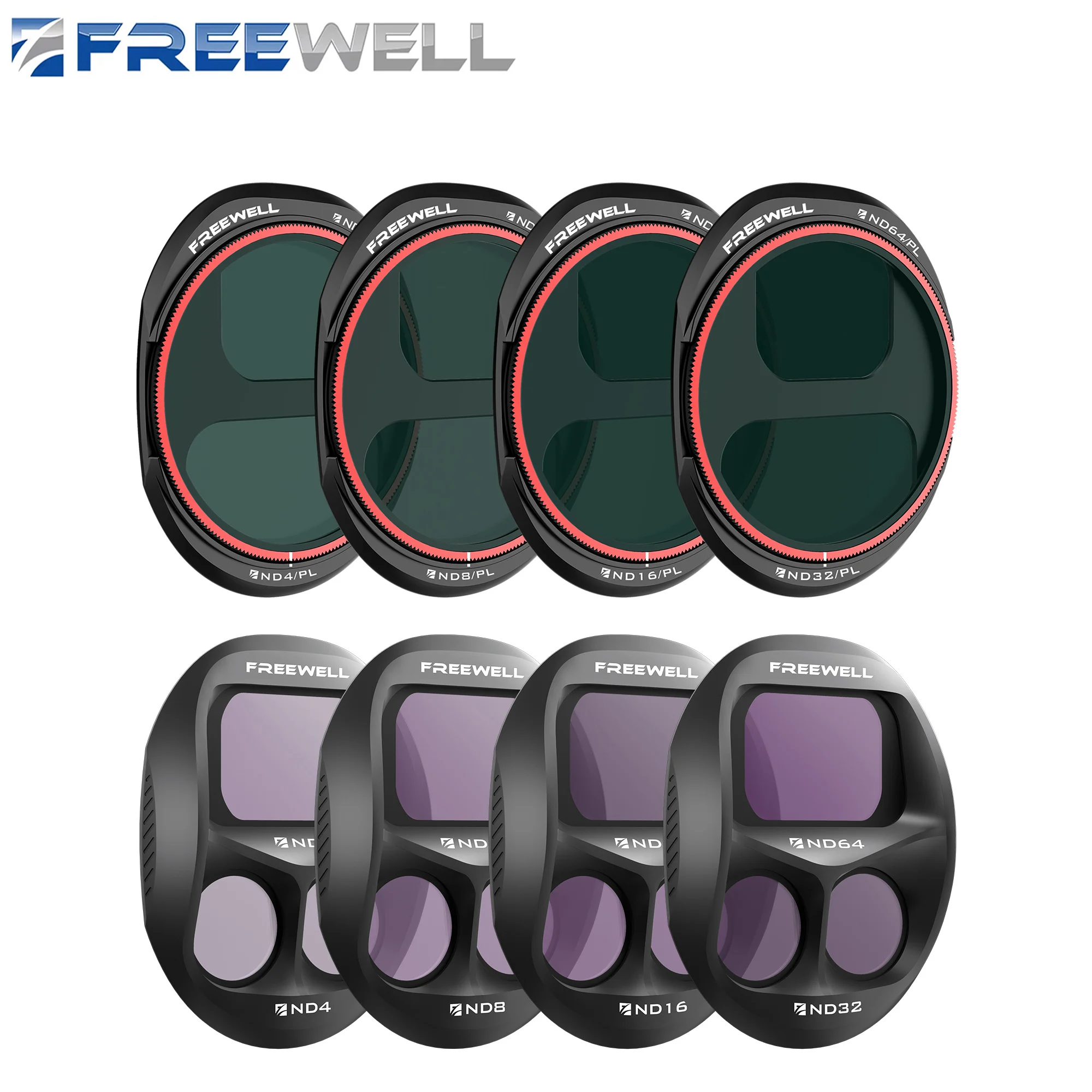 

Freewell Drone All Day Filters 8 Pack ND4 ND8 ND16 ND32 ND64/PL for DJI Mavic 4 Pro Drones Lens Filter Photography Accessories
