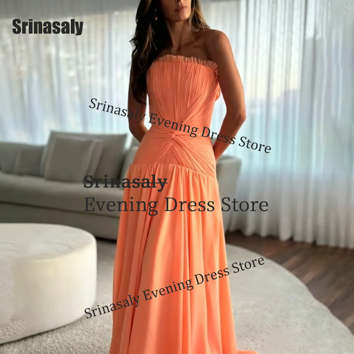 

Elegant Boat Neck Prom Dresses High Quality Pleats Sleeveless Evening Dress Exquisite Floor Length Party Gown Arabric Customized