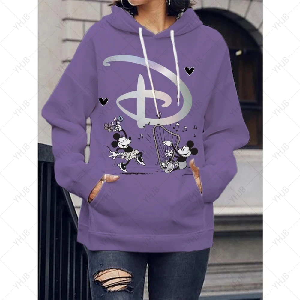 Disney-Mickey and Minnie Mouse com Capuz for Mulheres, Moletom Multi, Original Design, Y2K