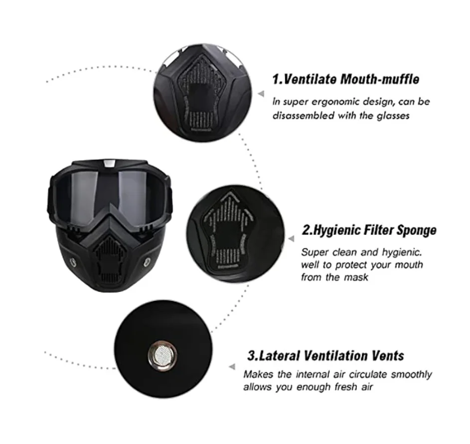 Motorcycle Goggles Mask Removable Summer UV Protection Outdoor Riding Cross-Country Skiing Goggles Mask  Equipment