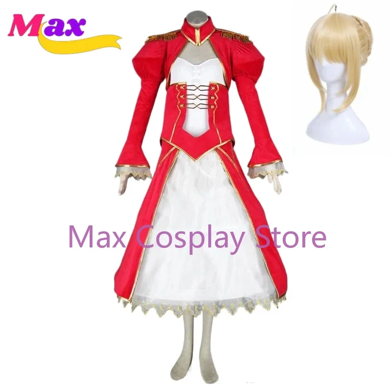 

Max Cos аниме Fate Stay Night Saber Nero косплей костюм для взрослых и детей размер красное бальное платье индивидуальный размер