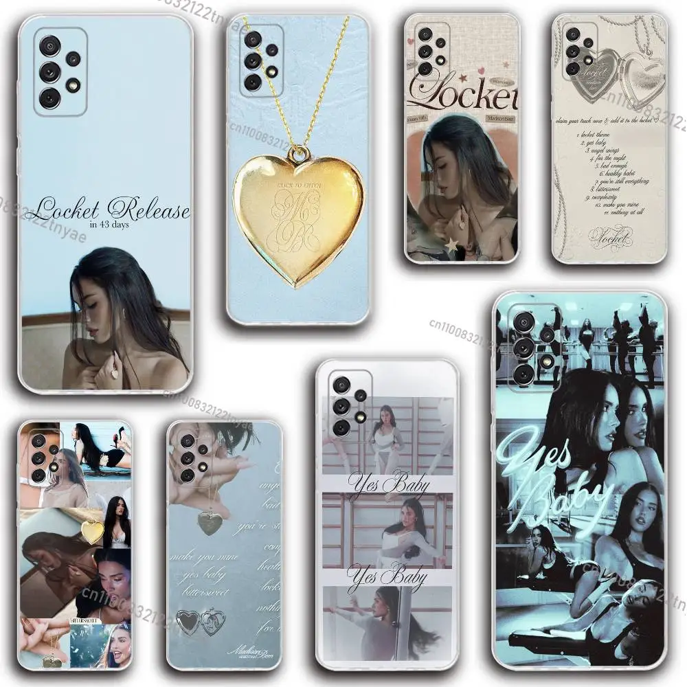 

Hot locket M-Madison Beer Phone Case Silicone For Samsung S30,23,21,22,20 FE lite,S10,9,PIus Note20ultra Soft Transparent