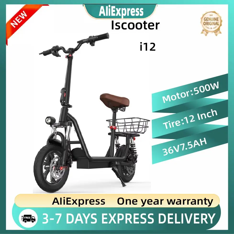 Trottinette électrique pour adultes ISCOOTER I12, moteur 500W, trottinette électrique, EScooter, pneus de route de 12 pouces, trottinette électrique
