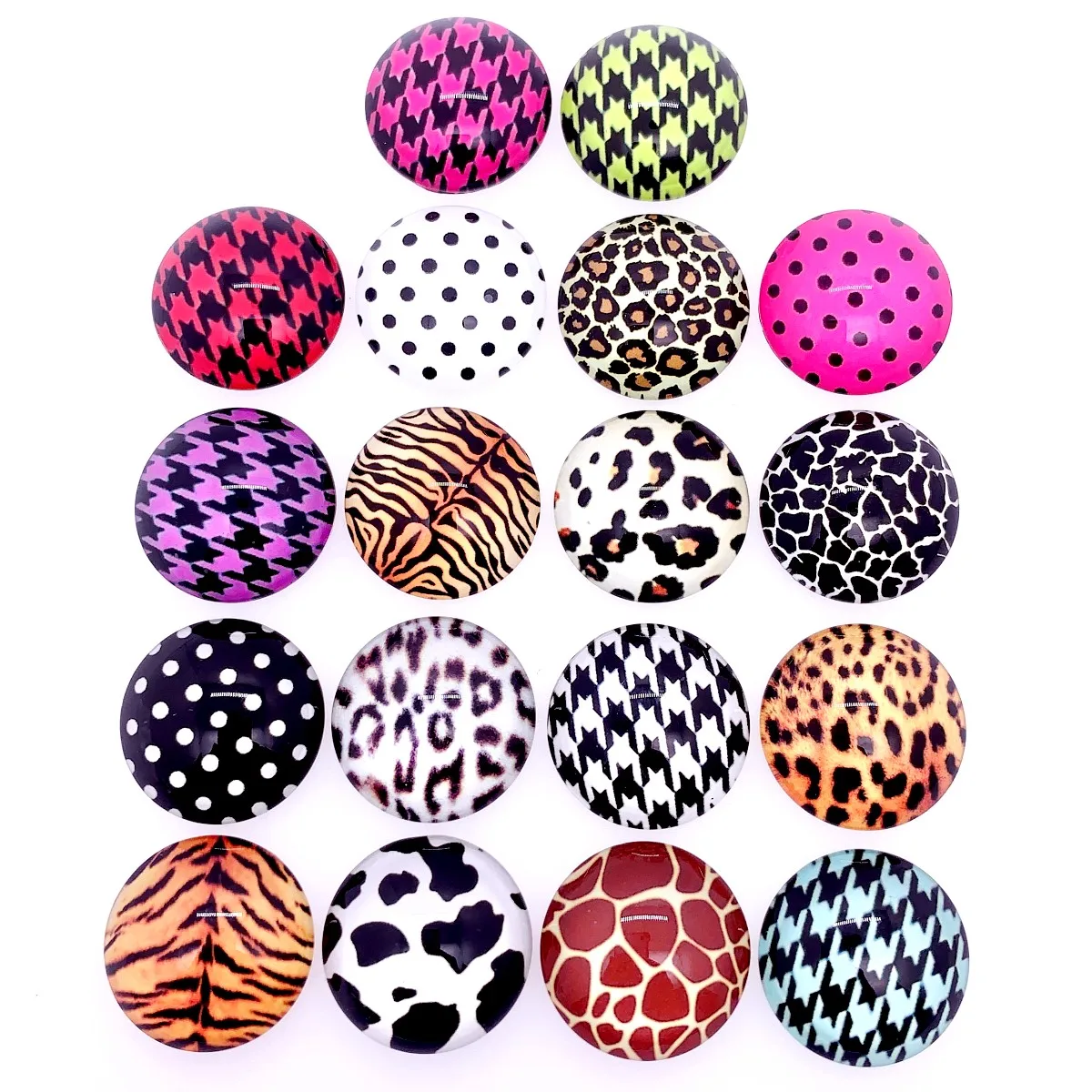 25mm Random Mixed Leopard Print Round Pattern Glass Cabochons Flatback Photo DIY Earrings Necklace Keyrings Accessories 10pcs