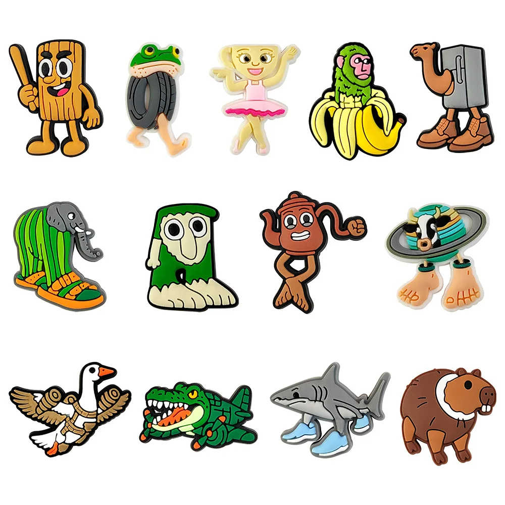 

1-13pcs MINISO Anime cartoon Shoe Charms Accessories DIY Shoe Decoration Buckle for Classic Clog Kids Christmas Parties Gifts