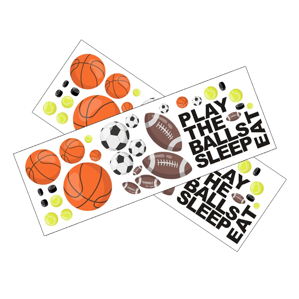 

2Pcs Ball Stickers PVC DIY Sports Kids Decor Theme Self Adhesive Football Badminton Child Room Wall Art
