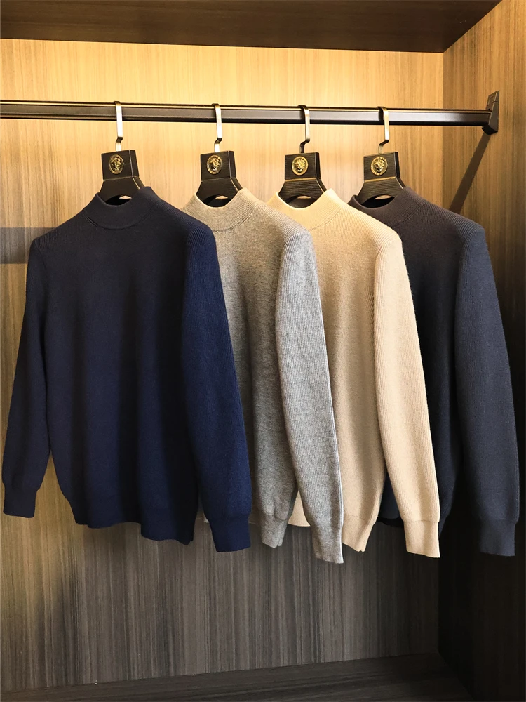 

Soft Comfortable Men's Knitted Sweater f High Collar Pure Color Autumn Winter Faion Urban Sle Long Sve Youthwear