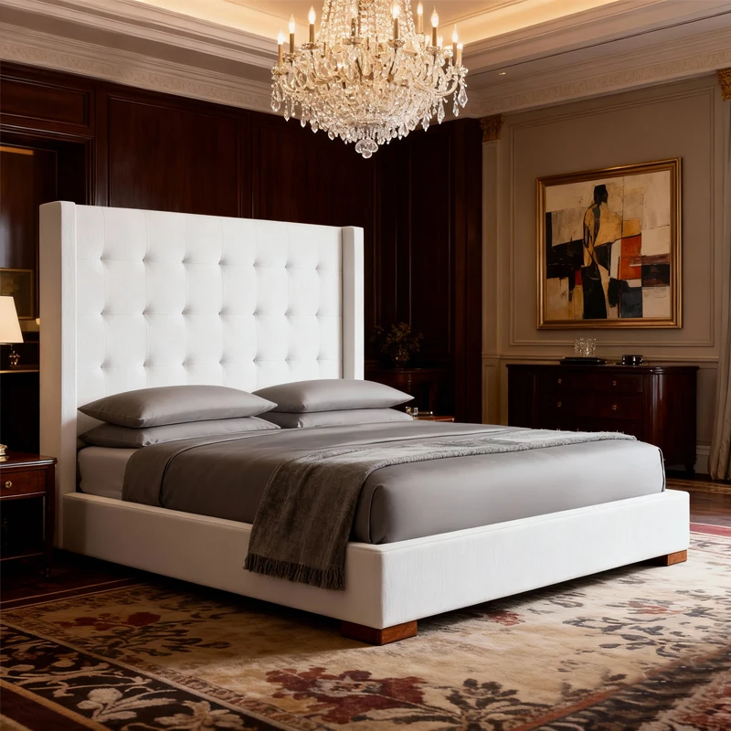 Luxury Home Bedroom Bed Modern Hotel Room Bed Villa Guest Room Bed Set Resort Guest Room Furniture Apartment Bedroom Furniture