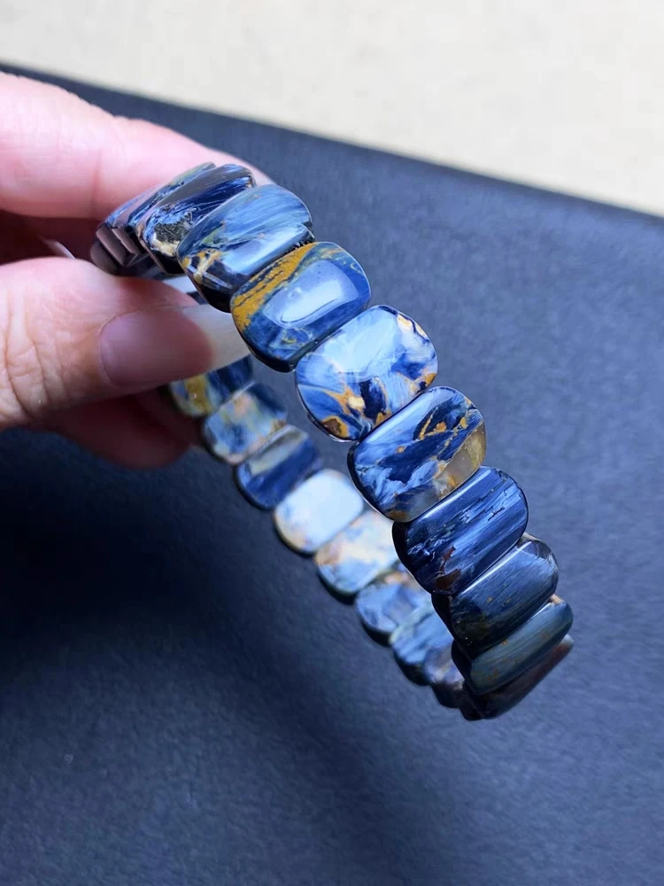 Natural Blue Pietersite Gemstone Barrel Beads Bracelet 12mm Pietersite Jewelry  From Namibia AAAAAA