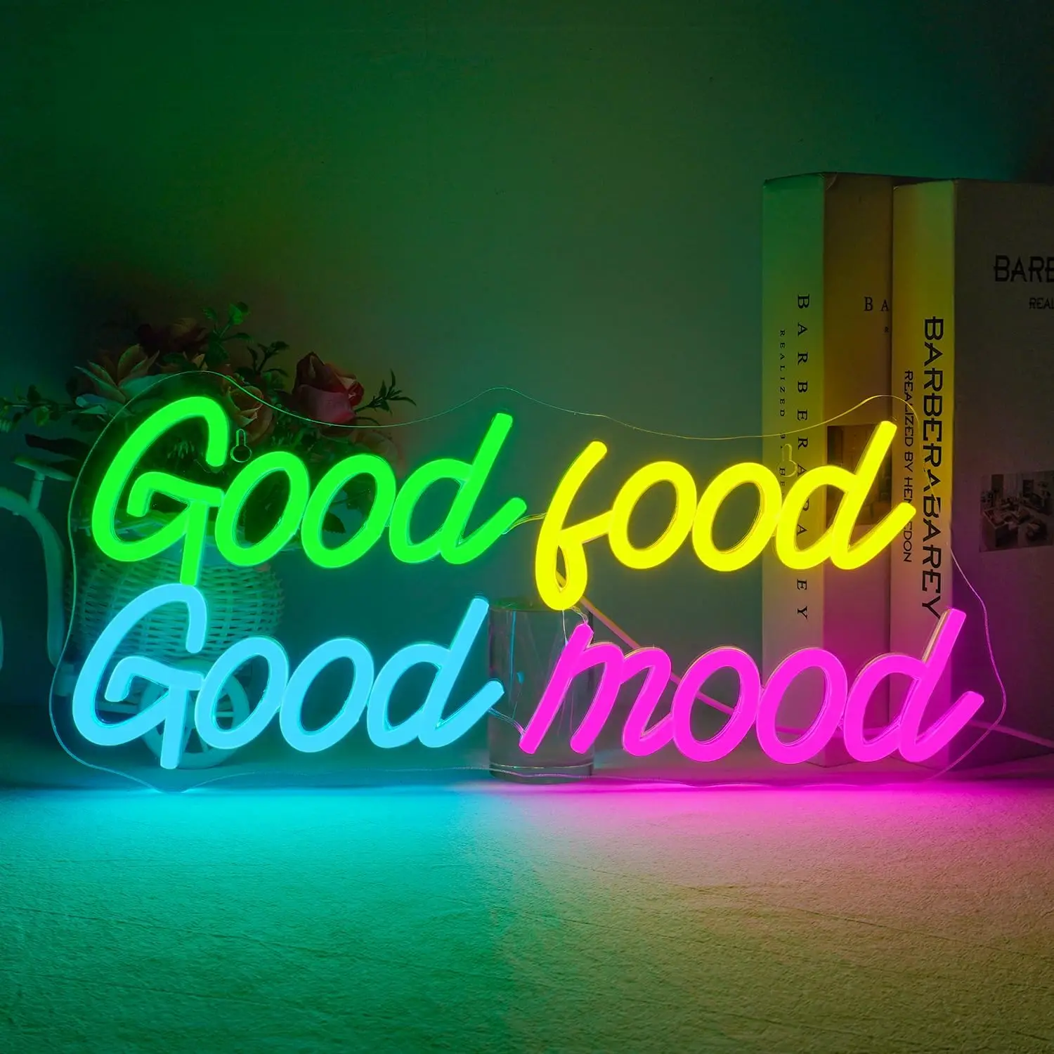 

Good Food Good Mood Neon Sign Letter LED Light USB Connection Art Wall Decoration Suitable for Restaurants Hotel Kitchens