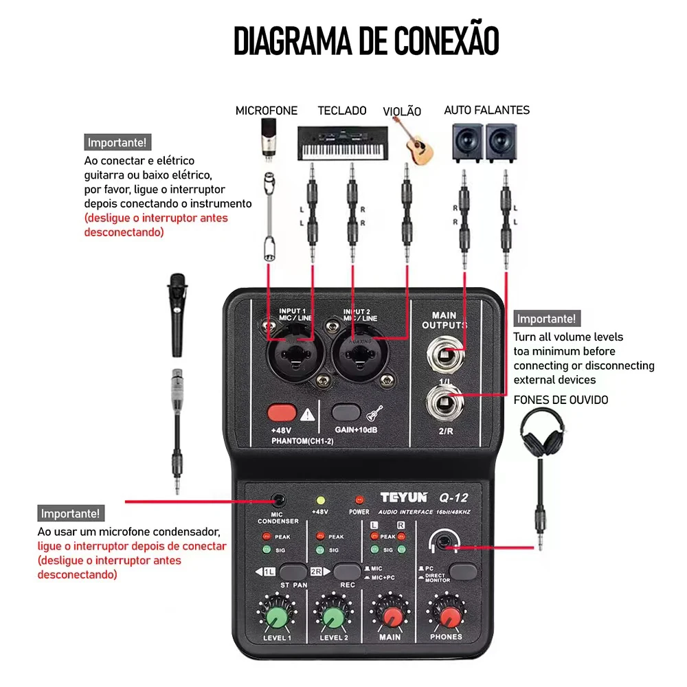 BOMGE Q-12 2 běžící pás audio směšovače znít míchací konzole USB 48V phantom energie namyšlený znít míchací zesilovač adaptér pro nahrávka