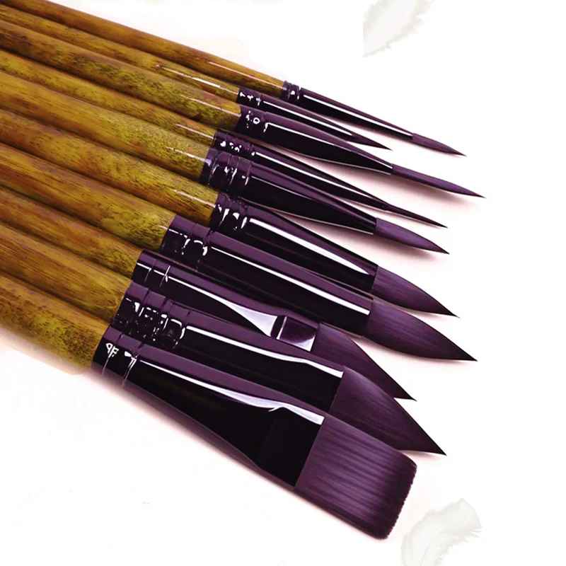 مجموعة فرش رسم بالألوان المائية مكونة من 10 قطع، فرشاة طلاء الوجه، لوازم فنية من الأكريليك متعددة الوظائف #6