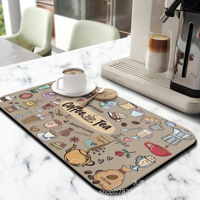 Cross-Border Amazon Coffee Machine Mat Kitchen Diatom Ooze Water Draining Pad Bar Water Absorbing Non-Slip Mat Heat Proof Mat