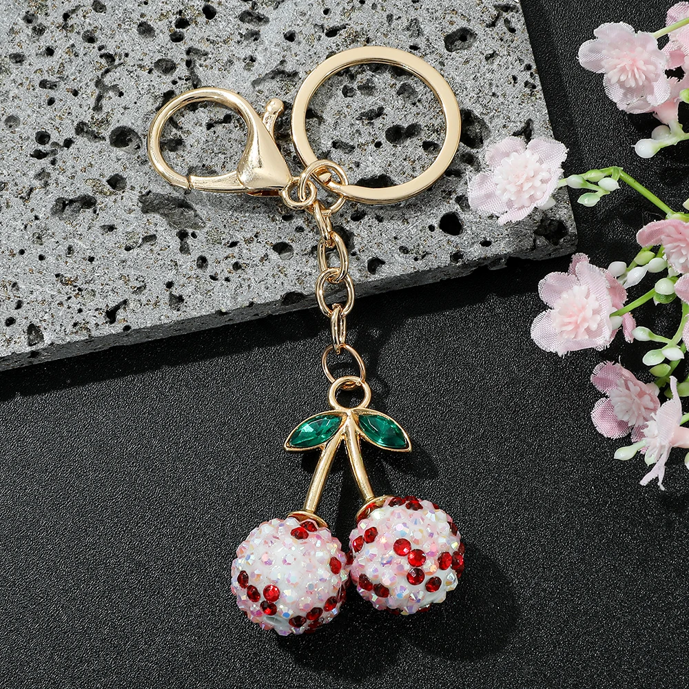 Cherry Charm Handbag Pendant Keychain for Women's Exquisite Internet-famous Crystal Cherry Bag Accessories High-Grade Pendant