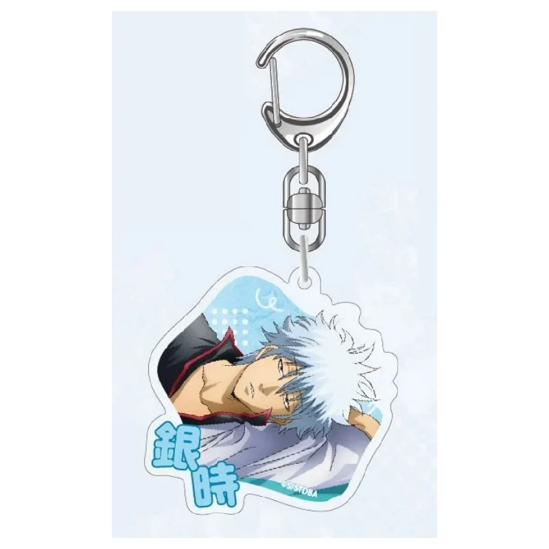 HOT Anime Gintama Sakata Toshiro Okita Acrylic Keychain HD Pendant Bag Car Keychain Cell phone Pendant present Firend Gifts