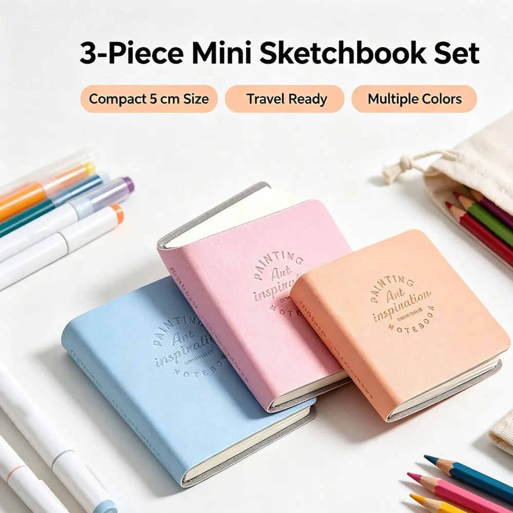 2026 New Tool 3 Pcs Small Watercolor Drawing Book Square Art Pad Portable Journal for Travel Outdoor Sketching