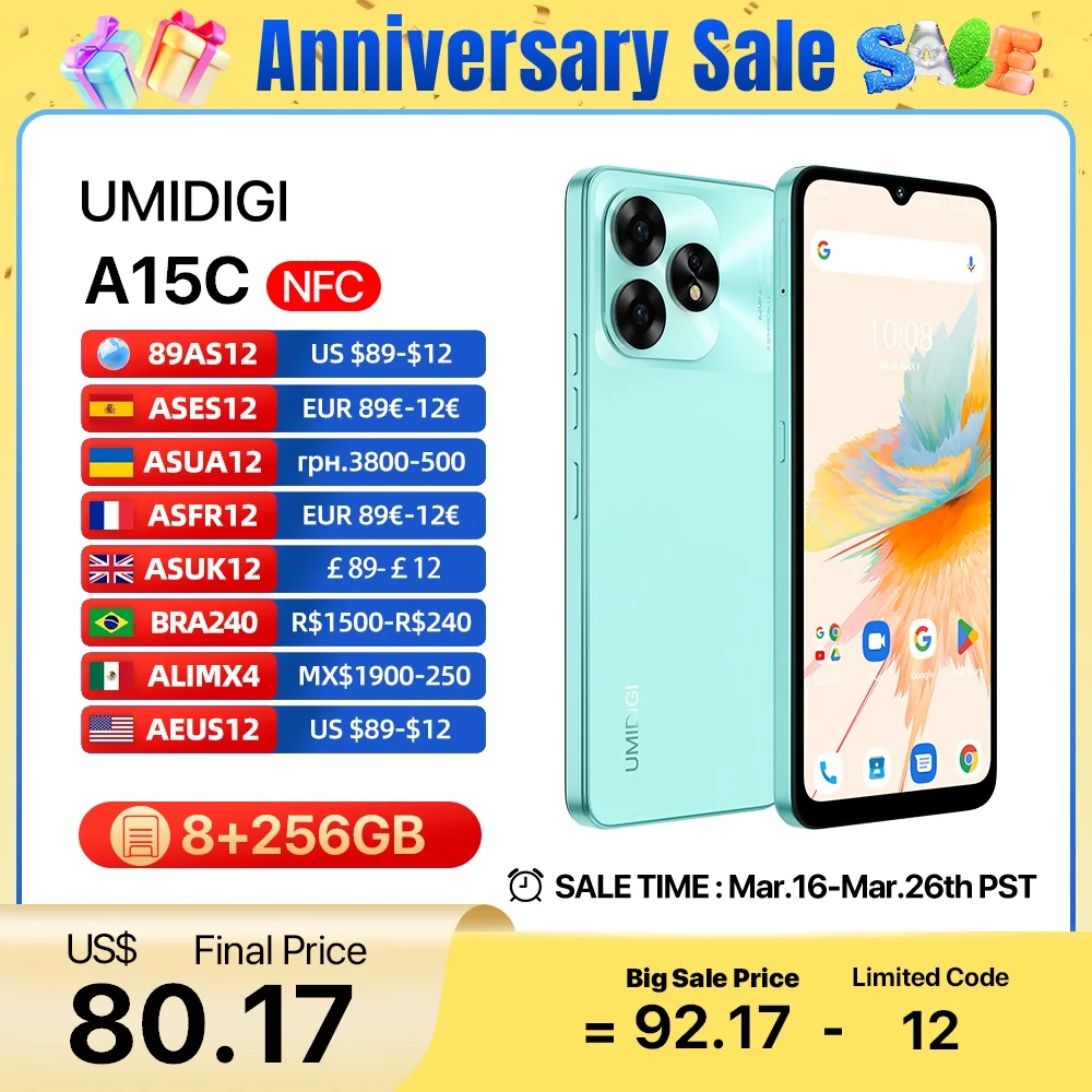 UMIDIGI A15, A15C Smartphone NFC Android 13 ,6.7