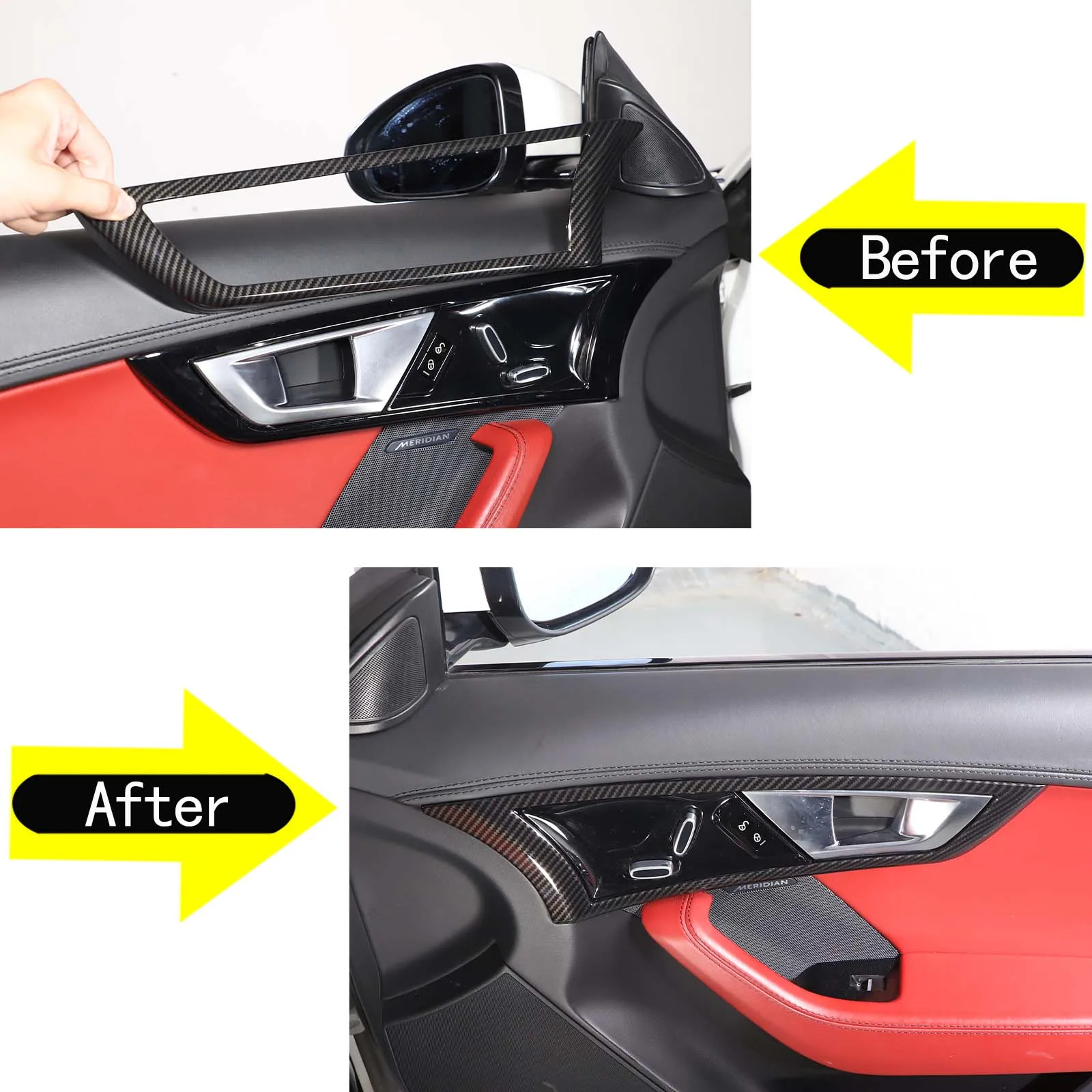 ABS Carbon Fiber/Matte black For Jaguar F-TYPE 2013-2024 Car Inner Door Handle Decorative Frame Sticker Car Interior Accessories