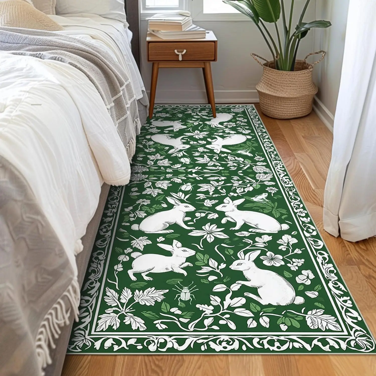 

Коврик Green Forest Runner для прихожей, кухни, коврики для ботанической зоны, который можно стирать в машине, мягкий большой коврик с животными из джунглей с низким ворсом