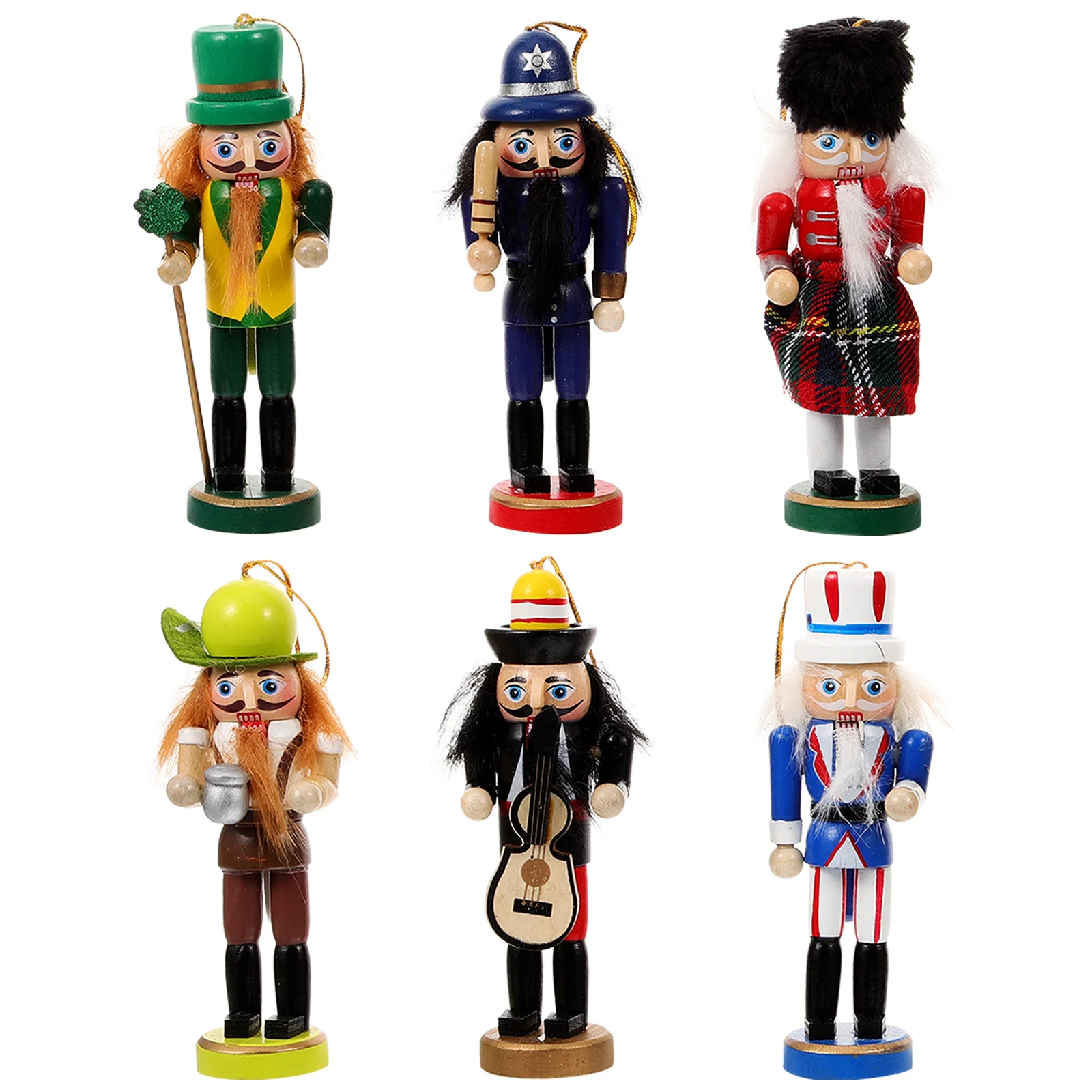 

6 Pcs Decor Wooden Nutcracker Soldier naments for Office Holiday Christmas Nutcrackers Figures Party DIY Decoration Set