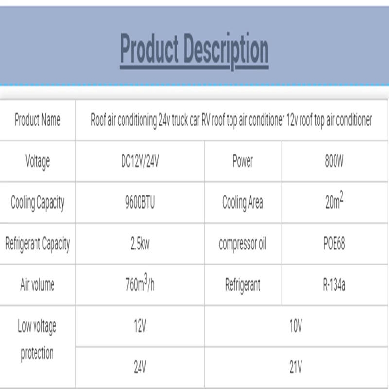 Parking cooler 12 volt rooftop electric min 24v roof mounted dc 12v air conditioner for truck cabin