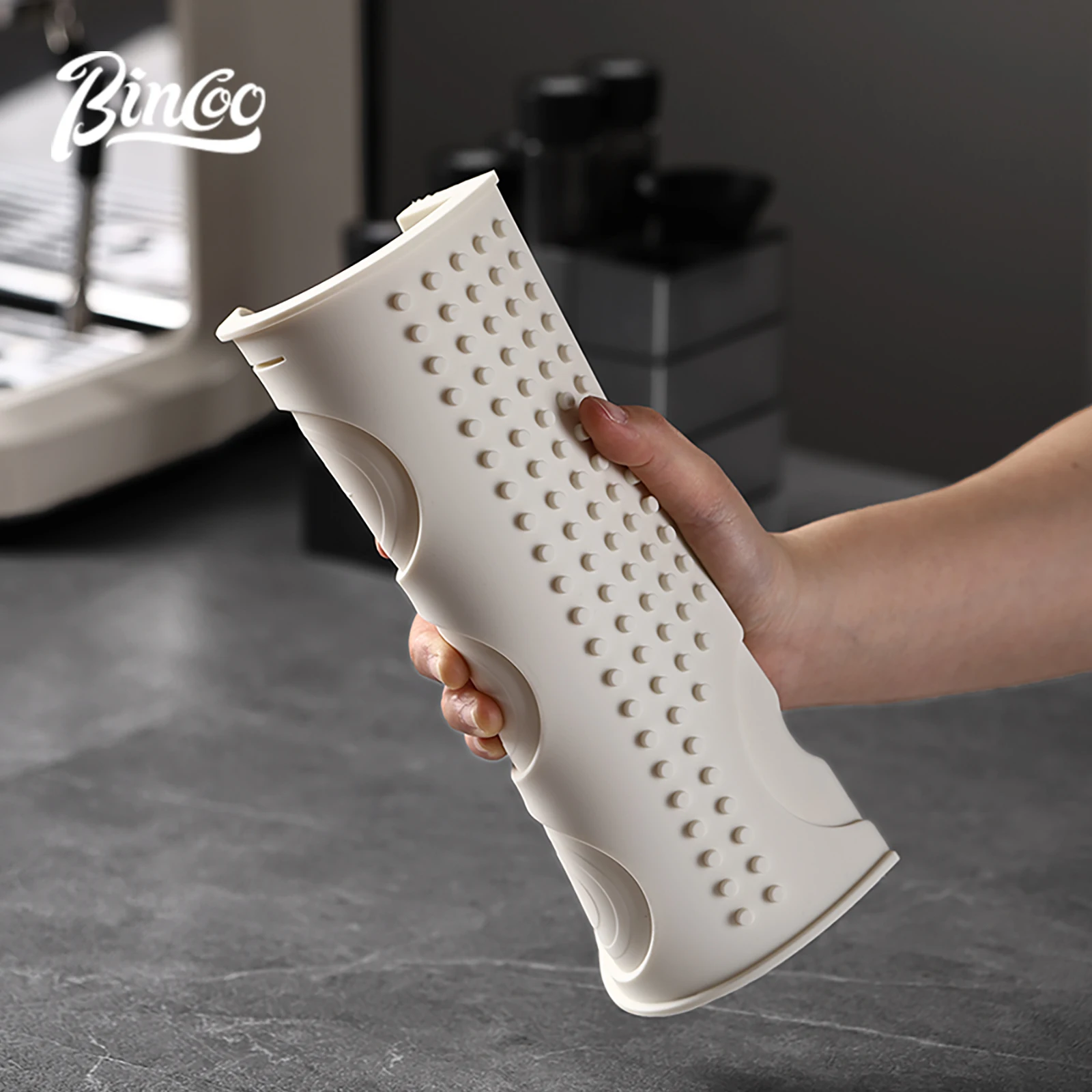 

Bincoo Corner Non Slip Coffee Bar Mat Tamping Pad Drip Tray with Distributor Holder Multi Function Home Barista Workstation Mat