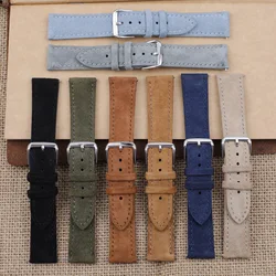 Correa de reloj de cuero de gamuza, accesorios de reloj de 16mm, 17mm, 18mm, 19mm, 20mm, 21mm, 22mm, 23mm, 24mm, gris, azul, Rosa, Verde