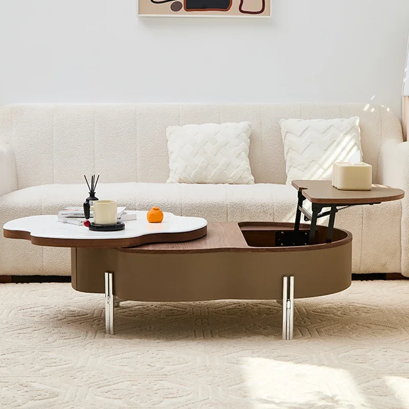 Extendable Design Coffee Table Modern Natural Living Room Side Tea Table Storage Designer Mesa De Centro Sala Home Furniture