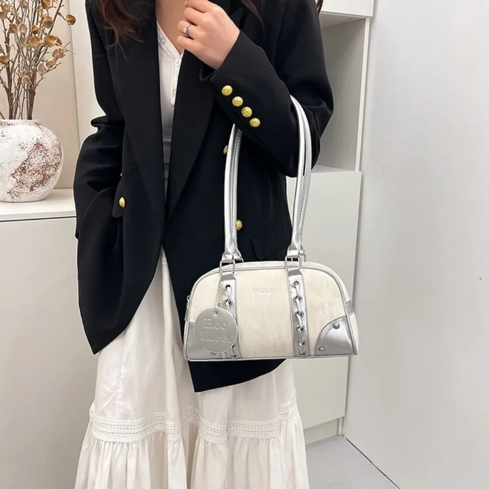 

Повседневная сумка для боулинга под мышками из искусственной кожи, большая вместительная сумка-подушка Boston, корейский стиль, женская сумка на плечо в студенческом стиле