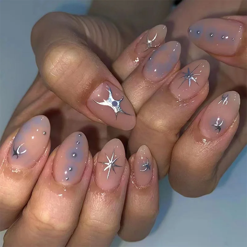 24 pçs animal impressão design irregular imprensa em unhas falsas curto cabeça redonda cobertura completa dicas de unhas linha dourada unhas falsas reutilizáveis