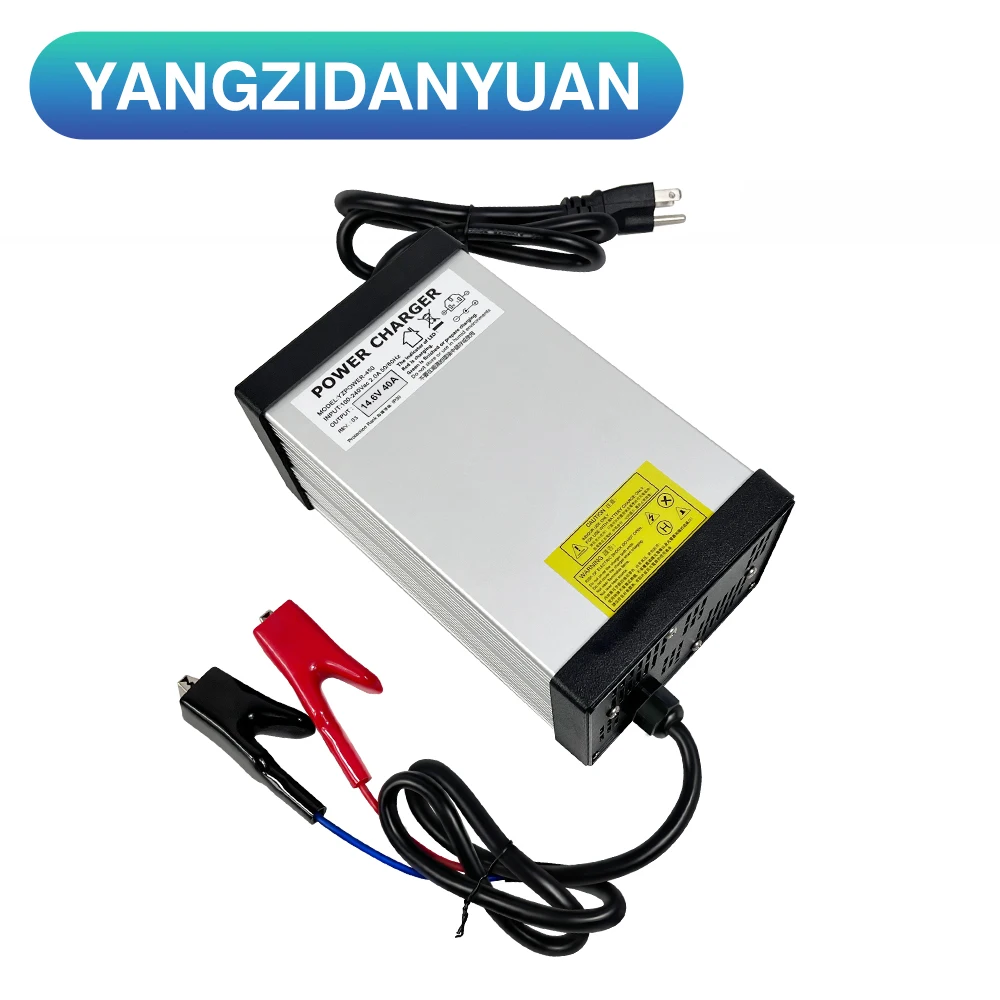 14.6V 40A 4S Fast Charging Lifepo4 Lithium Battery Charger with DC Connecter for 12V Universal Electric Power Supply with Fans