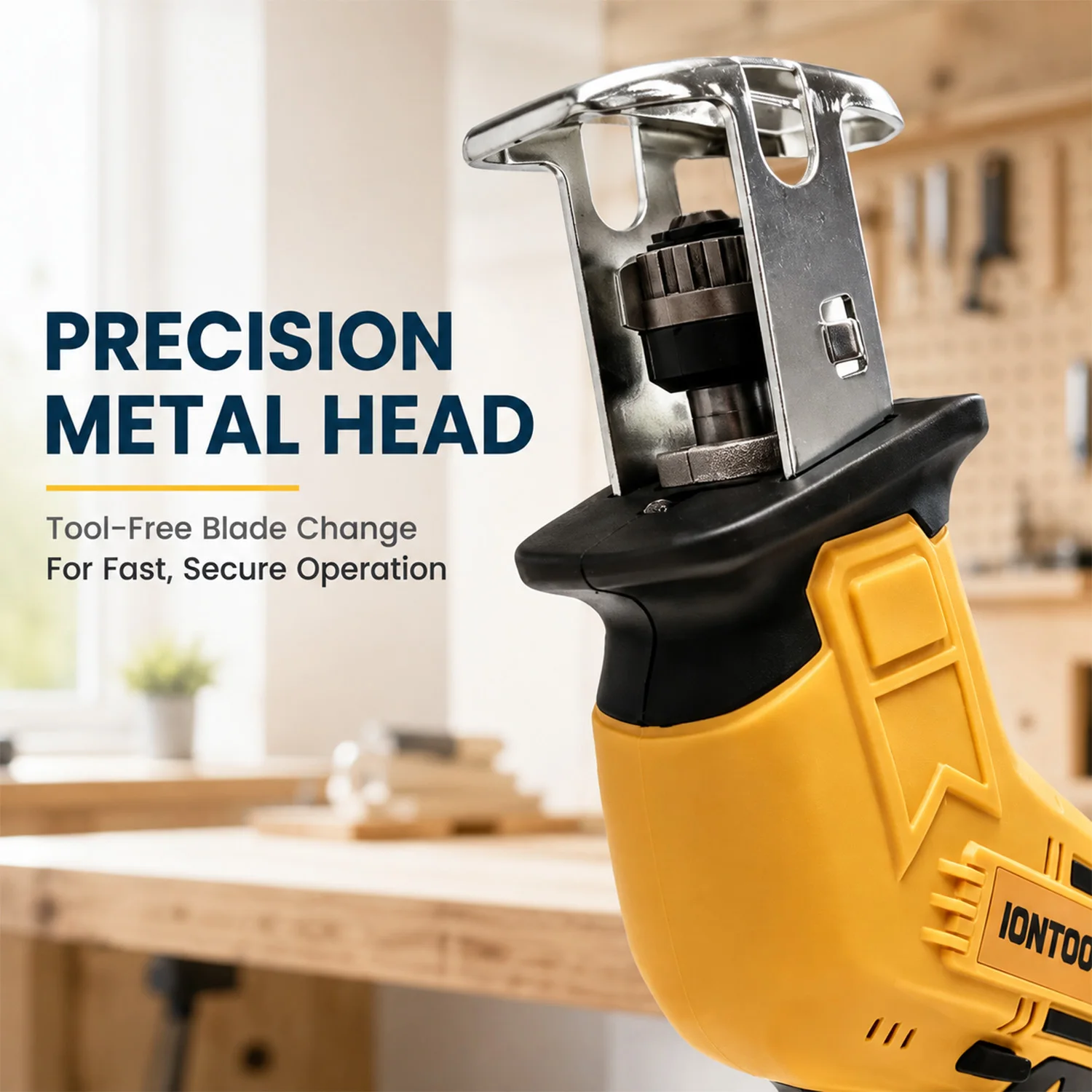 IONTOOL Yellow Cordless Saber Saw 90W 3000SPM Bare Unit for Lumber and Wood Board Cutting Hand Power Tool