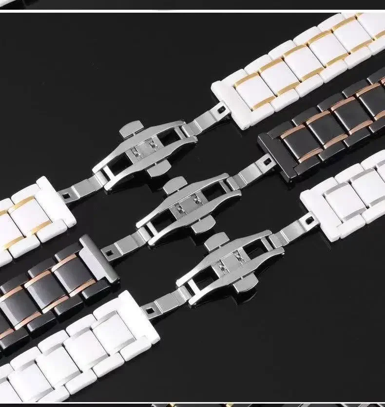 Ceramic Strap for Apple Watch Ultra 2 49mm 10 9 8 7 46mm 45mm 42mm Stainless Steel Bracelet for Series 6 5 4 SE 44mm 40mm Band