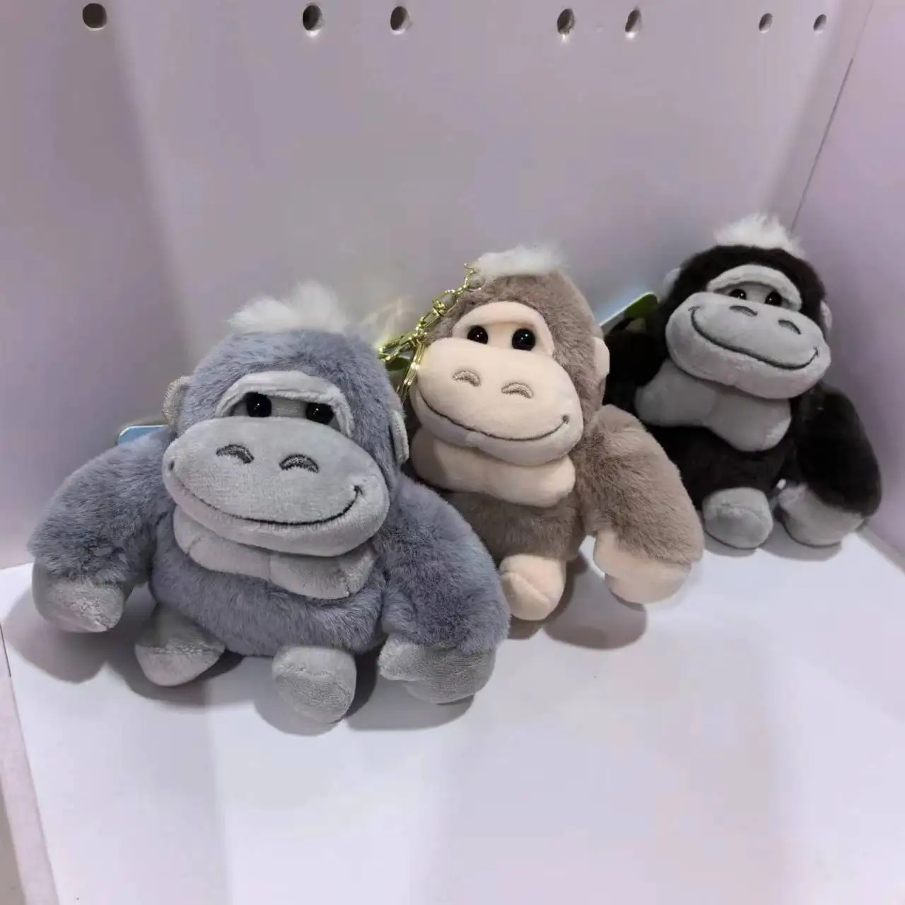 Cute Diamond Plush Toy Keychain cool Pendant Super Cute Gorilla Bag Buckle lifelike  soft Couple Gift Doll