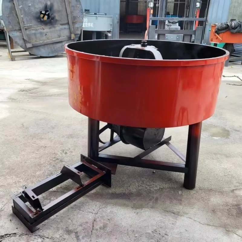 1-Year Warranty Self-loading Concrete Pan Mixer Machine Thickened Stainless Steel Vertical Flat Mouth Mixer for Sale