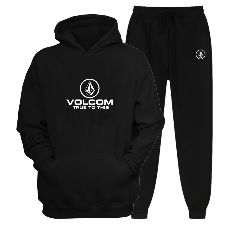 MEN\'s Volcom New Casual Sports Two Piece Men\'s Hoodie Printed Fashion Home Outdoor Activity Training Clothing