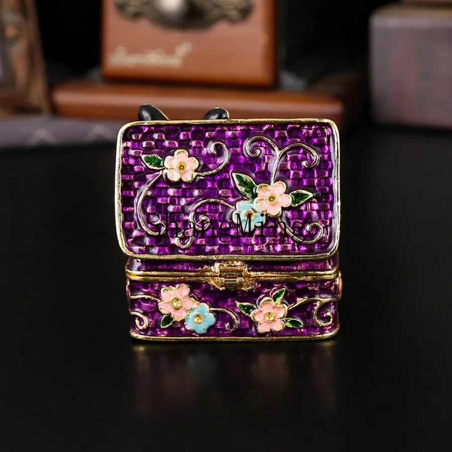 

CL retro cat jewelry box cute exquisite small jewelrydesktop ornament flip anti-oxidation storage