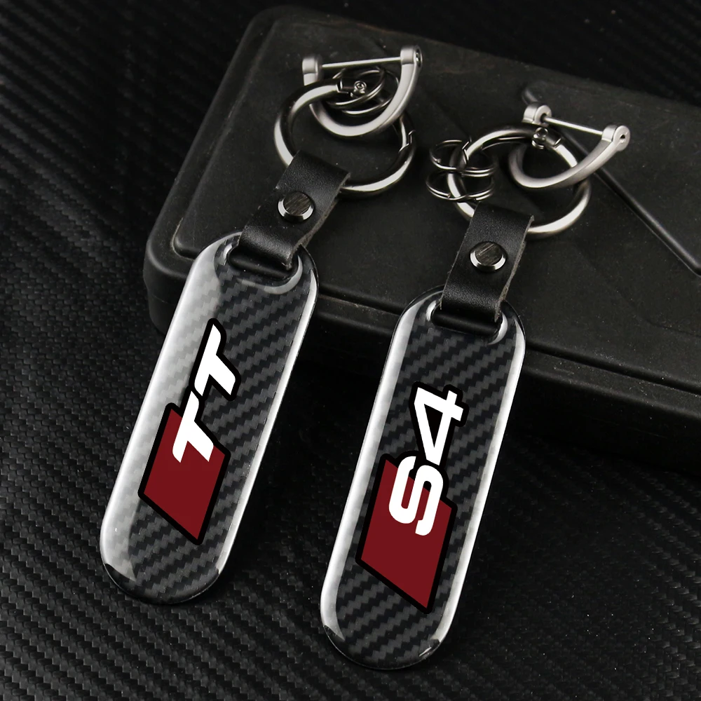 Carbon Fiber Car Keychain Key Chain Pendant  Keyring Horseshoe Buckle For AUDI S1 S2 S3 S4 S5 S6 S7 S8 RS TT Auto Accessories