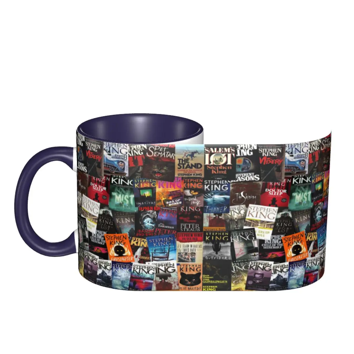 Stephen King Book Covers, Horror Bookworm Mug Ceramic Coffee Cups Tea Mugs Milk Cup Drinkware Gift for Woman Man DIY Custom