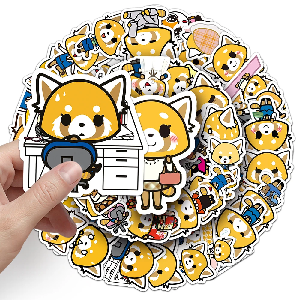 10/30/50 adet komik Sanrio Aggretsuko dekorasyon çıkartmaları çocuklar için Graffiti bagaj buzdolabı sevimli karikatür çıkartması PVC Sticker