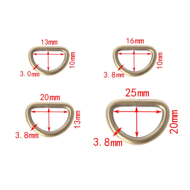 10 pz 13mm 16mm 20mm 25mm anello a D in metallo fibbia ad anelli a D per cintura borsa a tracolla borsa accessori per cucire Hardware