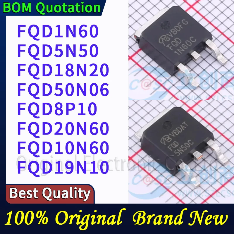 5pcs/lot FQD1N60 FQD5N50 FQD18N20 FQD50N06 FQD8P10 FQD20N60 FQD10N60 FQD19N10 In stock Original High quality