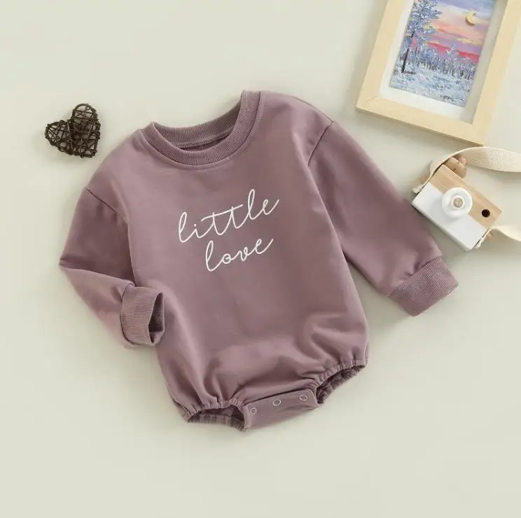 Pelele con estampado de letras de amor para bebé, monos informales de manga larga, trajes de otoño y primavera