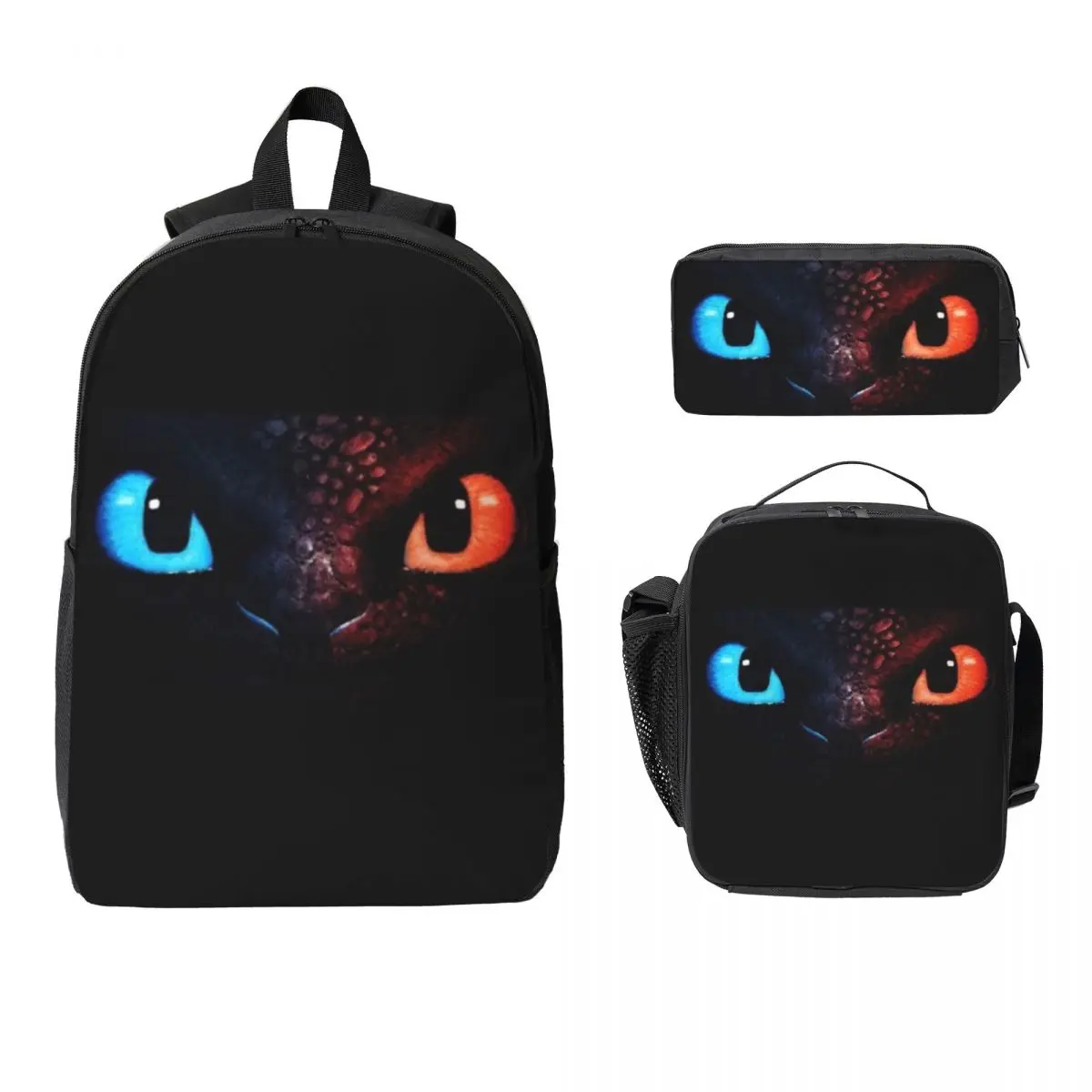 

Toothless Mask Backpack Student Boys Girls BookBag School Bag Computer Shoulder Bags 3ps Insulated Lunch Bag Pencil Case