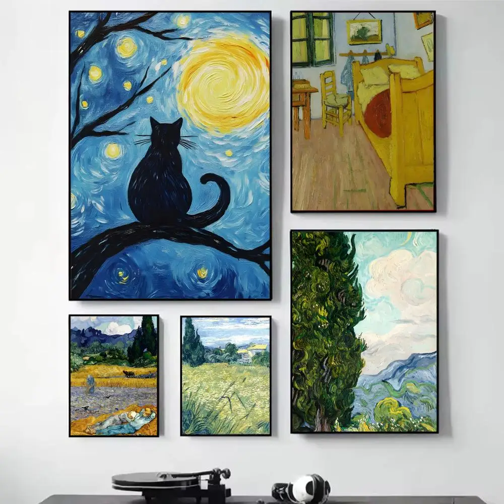 Artist V-Vincent Willem Van Gogh Poster High-definition Art Sticker Self Adhesive Waterproof Home Decoration For Living Room