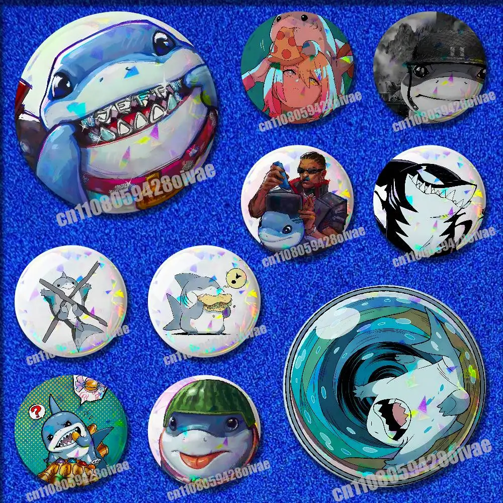 For J-Jeff the Land Shark Pins Insignia Badge Pin Cover Emblem Round Ornament 75mm Cosplay Brooch Button