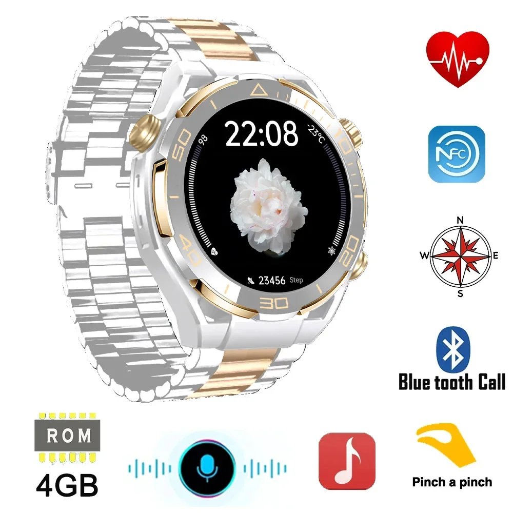 Luxury Smart Watch Men Gesture Control NFC Compass 4GB Memory Music Play Bluetooth Call Sport Fitness Tracker Health Smartwatch