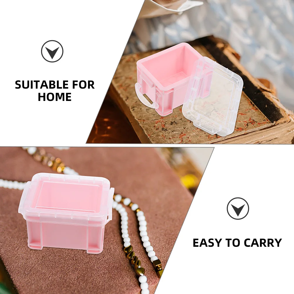 

8pcs Mini Storage Boxes Containers Bins Small Plastic Box with Lids Pink Transparent Bead Organizers Home Supplies