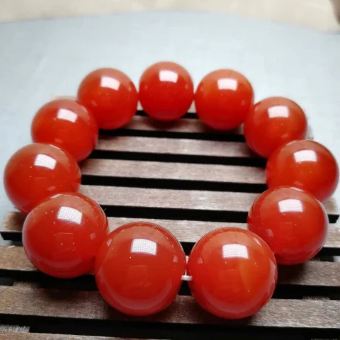 Large Particles Round Beads Natural Ruby Bracelet Noble And Chic Chalcedony Agate Bangles Exquisite Jewelry Accessories Gifts