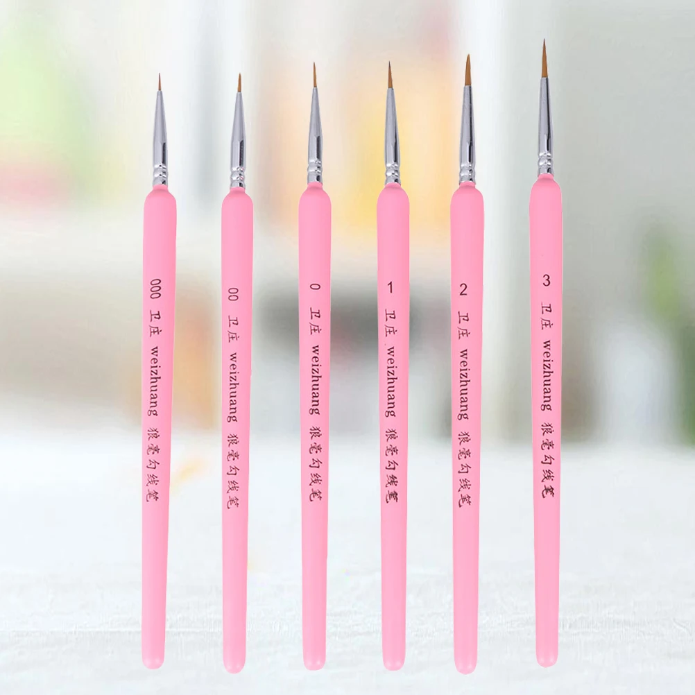 

6 Pcs Pencil Paint Brush Miniature Painting Brushes Water Color Fine Detail Tip Gouache Nylon Detailing Craft